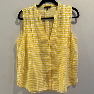 Massing Dutti Yellow Striped  Silk Blend Women's Top US10
